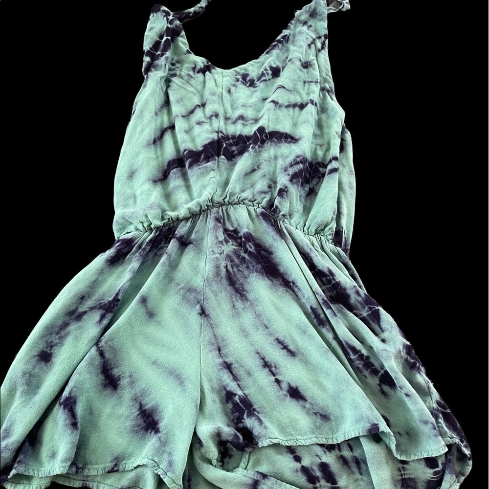 Young Fabulous and Broke  XS Tie Dye Teal Romper